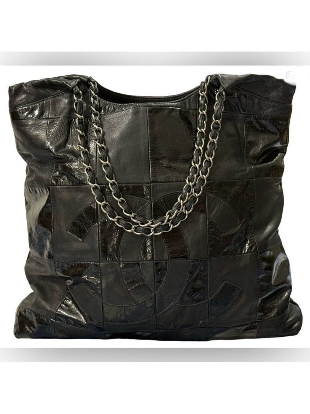 Chanel Brooklyn Cabas Tote Black Patchwork CC Chain Shoulder Bag